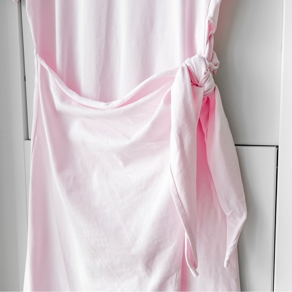 Vince light pink cotton side tie tee shirt dress - Picture 6 of 15